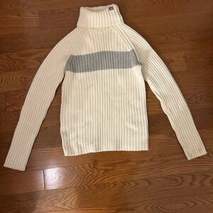 Vintage polo Ralph Lauren Cream and Gray Turtleneck Sweater size s